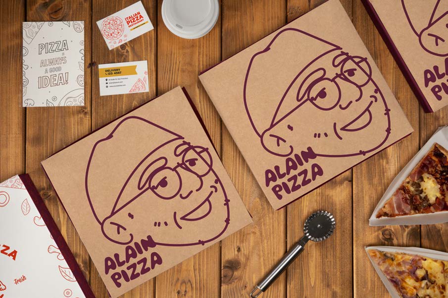 Pizza acabada de servir en un restaurant contemporani